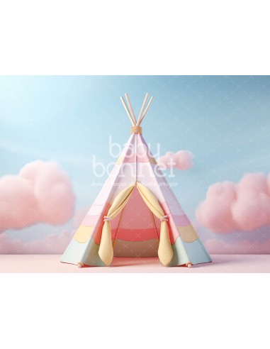 Tipi in pink clouds (backdrop)