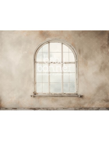 Mur dégradé avec une fenêtre vieillie (fond de studio)