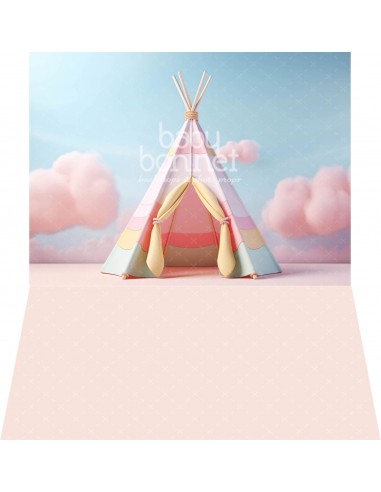 Tipi in pink clouds (backdrop - wall and floor)