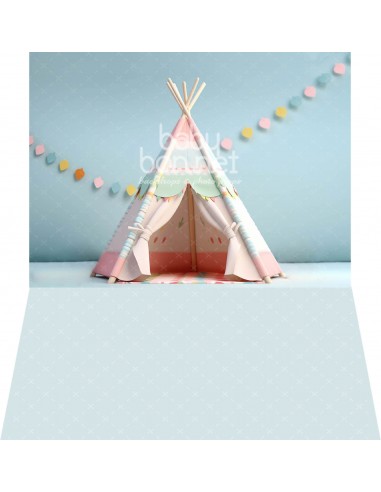 Tipi with a colorful garland (backdrop - wall and floor)