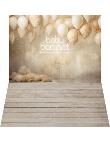 Cream balloons on texture (backdrop - wall and floor)