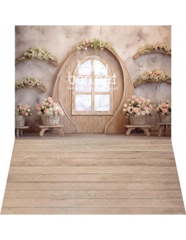 Petite porte pittoresque (fond de studio - mur et sol)