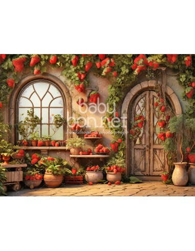 Marchand de fraises (fond de studio)