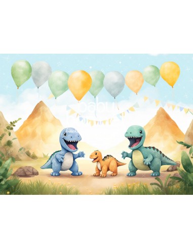 Dinosaurs and balloons (backdrop)