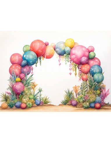 Watercolor balloon arch (backdrop)