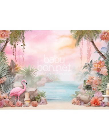Seaside with flamingo (backdrop)