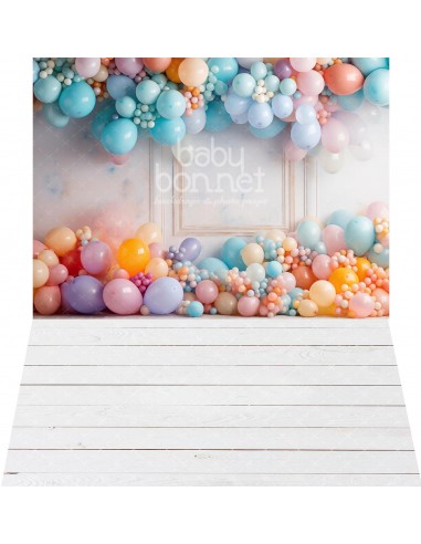Balloon party on a classic wall (backdrop - wall and floor)
