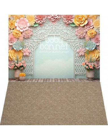 Mediterranean arch with flowers (backdrop - wall and floor)