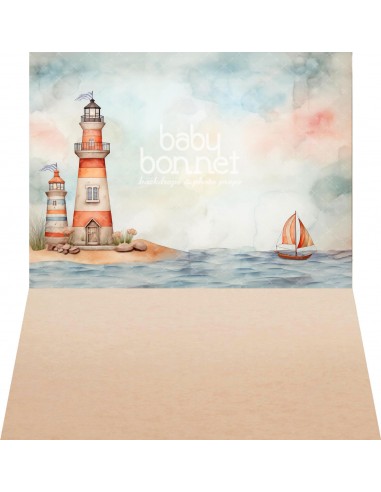 Watercolors with lighthouses and boats (backdrop - wall and floor)