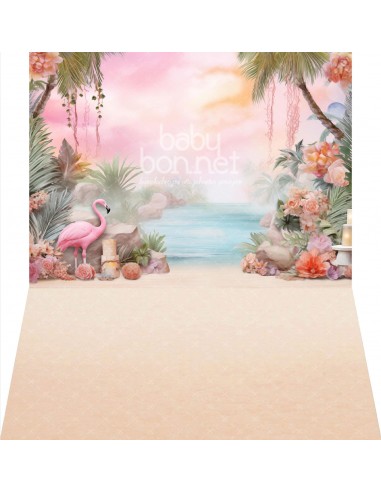 Seaside with flamingo (backdrop - wall and floor)