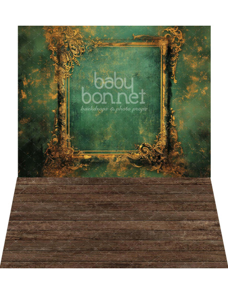 Mur baroque vert (fond de studio - mur et sol)