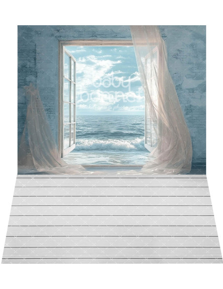 Ventana al océano (fondo fotográfico - pared y suelo)