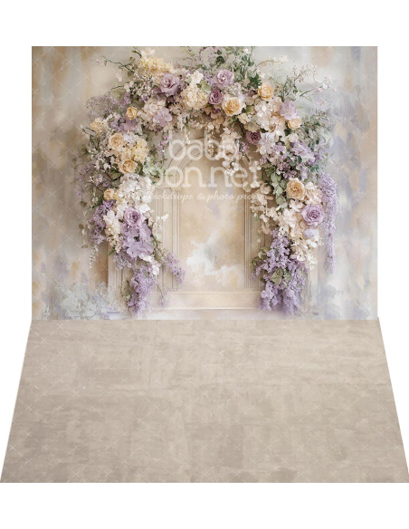 Arco de flores lilas (fondo fotográfico - pared y suelo)