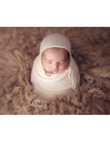 XL wrap + Plain baby bonnet in alpaca wool (with or without headband)