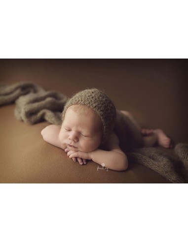 XL wrap + unissex baby bonnet in silk and alpaca, with or without headband (various colors)
