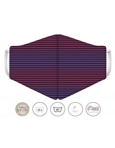 Customizable Adult/Child Mask - Blue and Burgundy Stripes