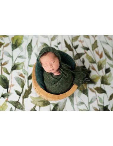 Smooth dark green baby bonnet, with or without wrap