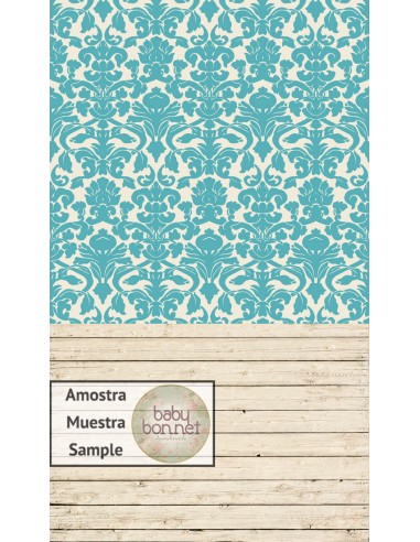 Vintage blue and beige damask pattern (backdrop - wall and floor)