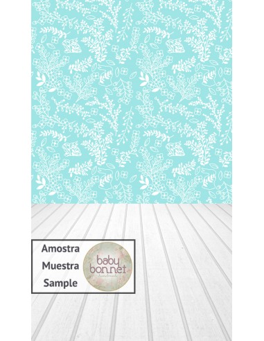 Bunnies and flowers turquoise pattern (backdrop - wall and floor)