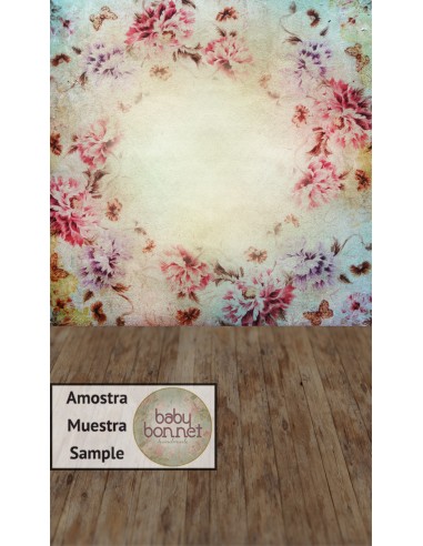 Circular vintage floral background (backdrop - wall and floor)
