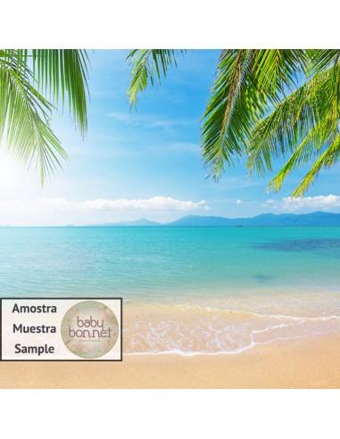 Playa tropical con palmeras (fondo fotográfico)