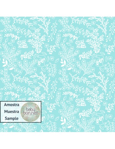 Bunnies and flowers turquoise pattern (backdrop)