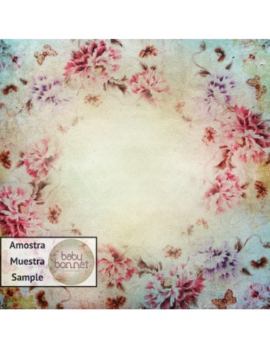 Imagem floral vintage em círculo (fundo fotográfico)