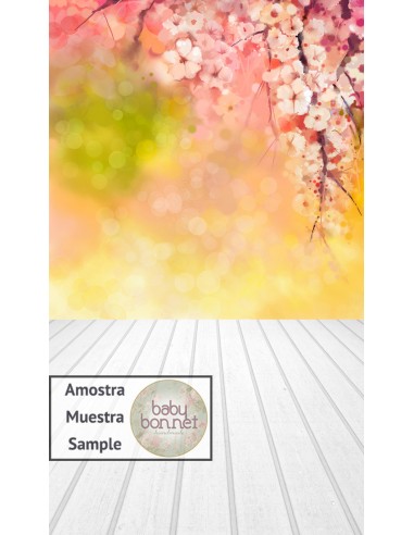 Pintura al óleo de flor de cerezo (fondo fotográfico - pared y suelo)