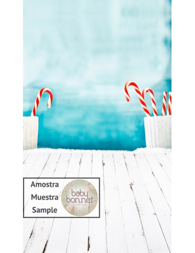 Candy canes on turquoise background (backdrop - wall and floor)