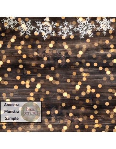 Lights and snowflakes in a rustic wall (backdrop)