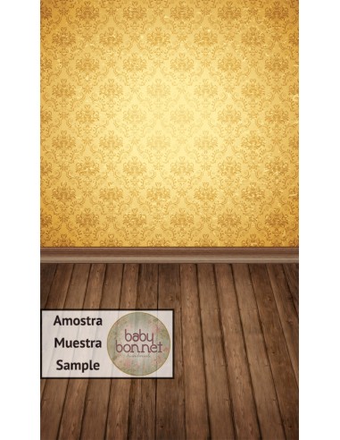 Golden damask wallpaper (backdrop - wall and floor)