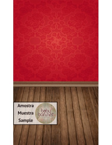 Papel de parede adamascado vermelho Natal (fundo fotográfico - parede e chão)