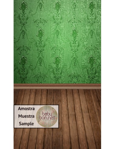 Green damask wallpaper (backdrop - wall and floor)