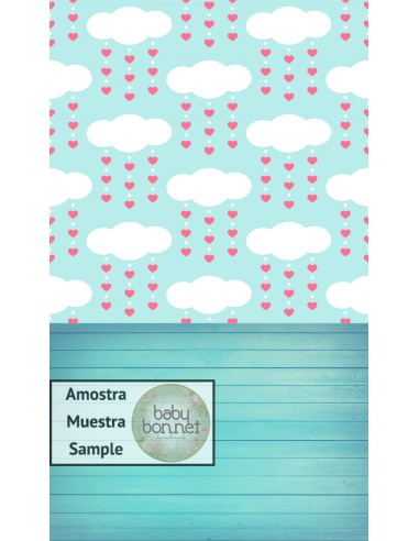 Clouds with little hearts (backdrop - wall and floor)