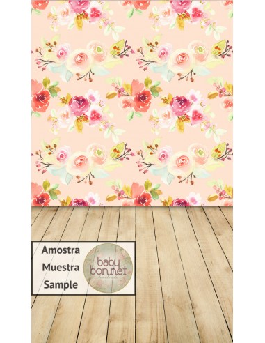 Pattern of colorful flowers in watercolor (backdrop - wall and floor)