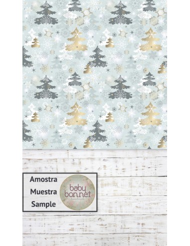 Golden and gray Christmas trees pattern (backdrop - wall and floor)