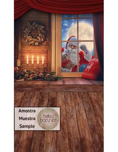 Santa Claus peeking (backdrop - wall and floor)
