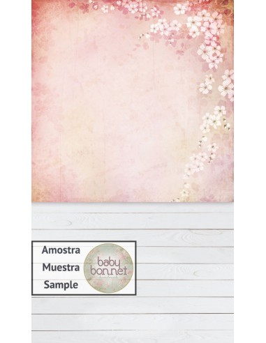 Texture rose pastel avec fleurs tombantes (fond de studio - mur et sol)