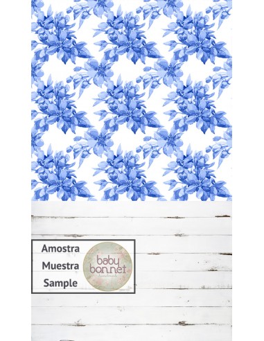 Pattern of large blue flowers (backdrop - wall and floor)