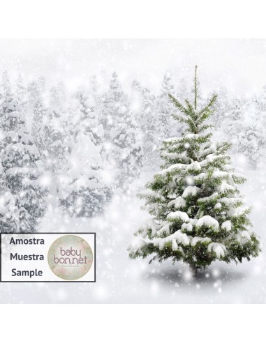 Paisaje con pino de Navidad nevado (fondo fotográfico)